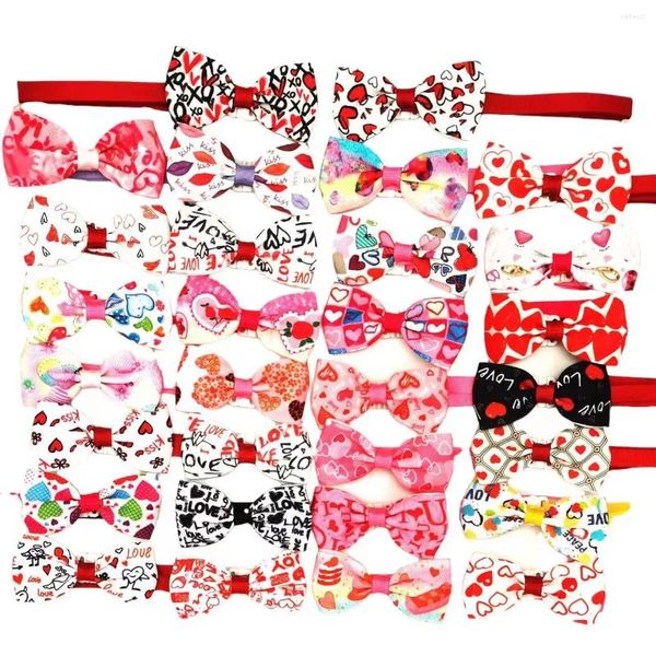 Hundebekleidung 50/100pcs Valentinstag Urlaub Liebe Herzschoner Krawatten Pet Puppy Cat Accessoires Pflegeprodukte liefert CH12