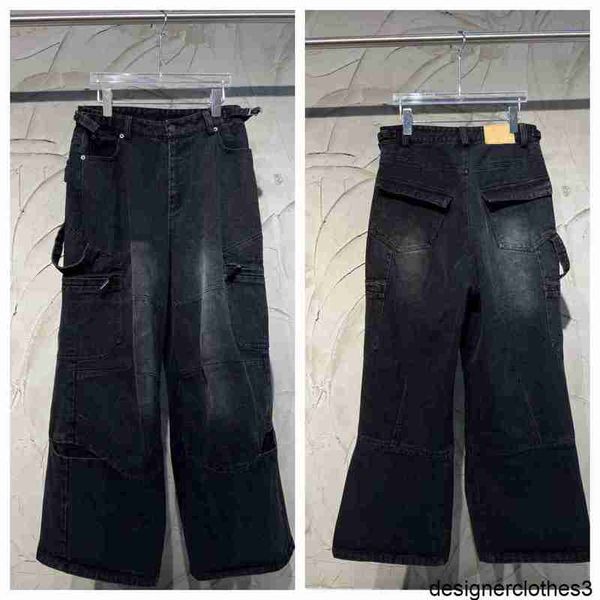 Designer Versione alta BL Home 2024 Nuovi jeans lavati colore nero OS Jeans unisex vestibilità ampia UKYQ