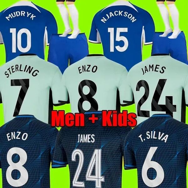 23 24 Enzo CFC Nkunku Camisas de futebol Coleção MUDRYK GALLAGHER STERLING Jersey 2023 2024 FOFANA Black Out camisa de futebol CUCURELLA Mash Up Kid Kits CAICEDO