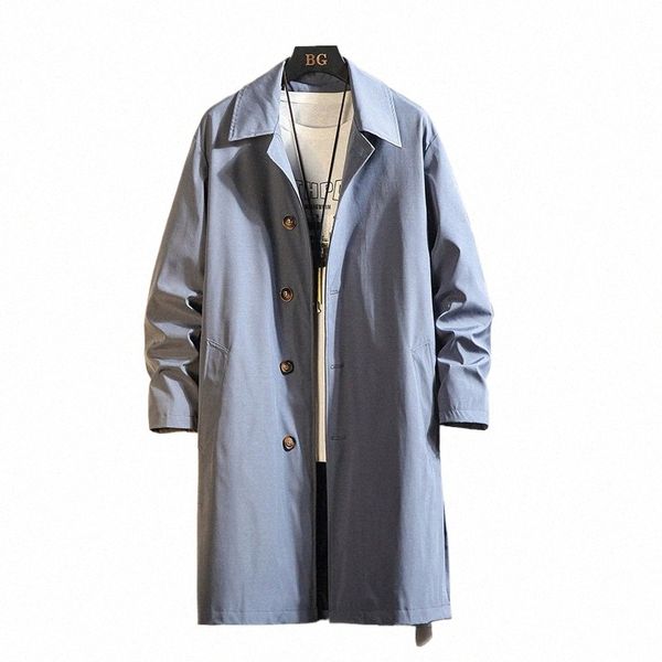 2023 primavera homens trench design cor sólida breasted oversize lazer adolescente lg casacos outwear hombre estilo coreano blusão 5xl v1H5 #