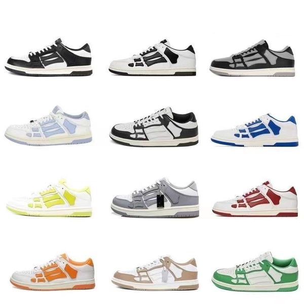 Designer Uomo Sneakers Scarpe da corsa Top Low Skeleton Bone Runner Scarpe da ginnastica in pelle Triple Bianco Lime Nero Grigio Verde Viola Rosa Scarpe sportive da donna