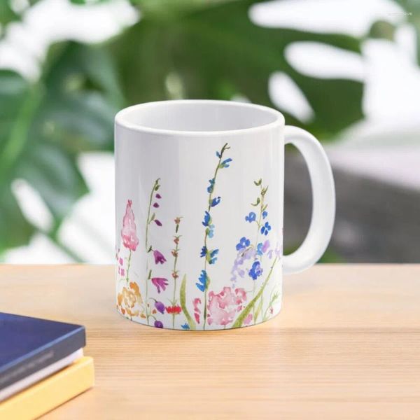 Tazze Tazze da caffè colorate con campo di fiori selvatici Tazze estetiche Creative Ands