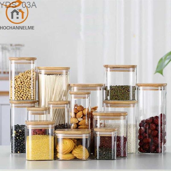 Bottiglie di stoccaggio Barattoli Barattoli di vetro quadrati sigillati per spezie Cucina Stoccaggio Chicchi di caffè Barattolo di vetro con coperchio Contenitore per alimenti 240327