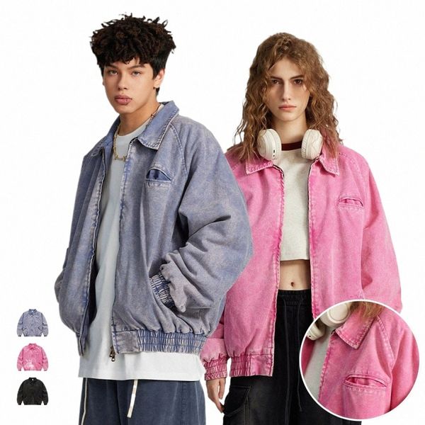 Jugend Codes Baseball Jacken Männer Reißverschluss Mi Vintage Solide Taschen Dicke Sport Oversize Hip Hop Punk Denim Rosa Mäntel Frauen r3Hn #