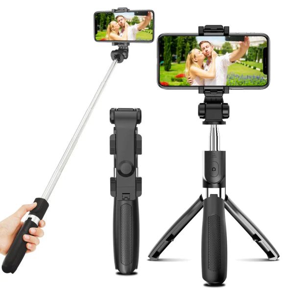 Bastões de selfie com tripé, liga de plástico, smartphone, bluetooth, selfiestick para iphone, xiaomi, samsung, huawei
