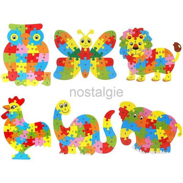 Brinquedos de inteligência Animal em forma de ABC Alfabeto Jigsaw Puzzles Brinquedos de madeira Early Learning Learning Letter Number Puzzle Brinquedo pré-escolar para crianças 24327