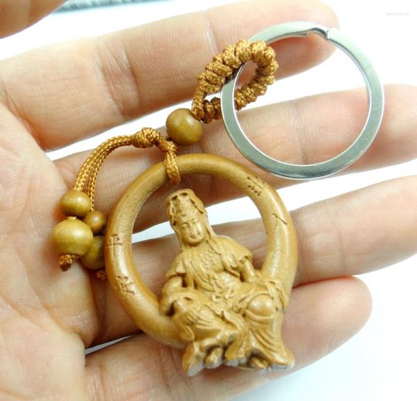 Schlüsselanhänger Mahagoni Dreidimensionaler Schlüsselanhänger Lebensechter Guanyin-Ring 1St