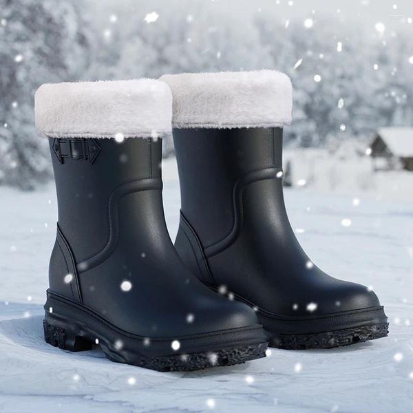 97 Walking Snow Sapatos Botas Botas Pele Sapato de Rain Impermeável Black Winter Winter Outdoor Fiess Flats Fiess Sneakers 36-41 Mantenha quente 5