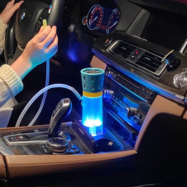 Narguilé portátil para carro, conjunto completo de viagem com capa led, cachimbos de água acrílico para fumar, acessórios para cigarro shisha