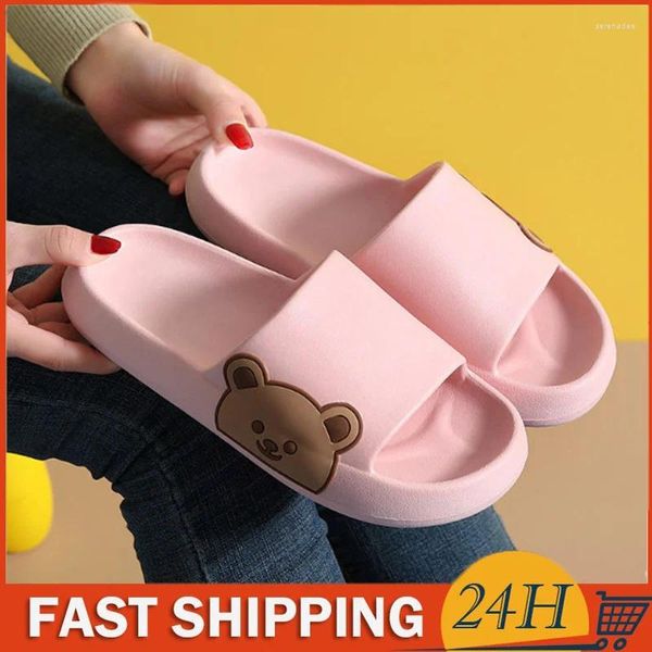 Hausschuhe Bär Sommer Frauen Flip-Flops Nette Cartoon Wolke Schuhe Für Frau Indoor Outdoor Tragen Weiche Dicke Strand Rutschen Männer sandalen