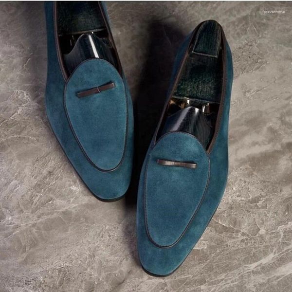 Sapatos casuais Itália estilo homens camurça mocassins de alta qualidade homens formal couro artesanal deslizamento em vestido negócios