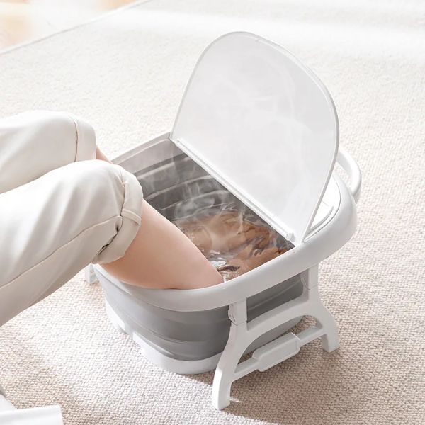 Banheiras com tampa dobrável balde de banho de pé bacia de lavagem de pé em casa balde de banho de pé das crianças portátil banheira de imersão
