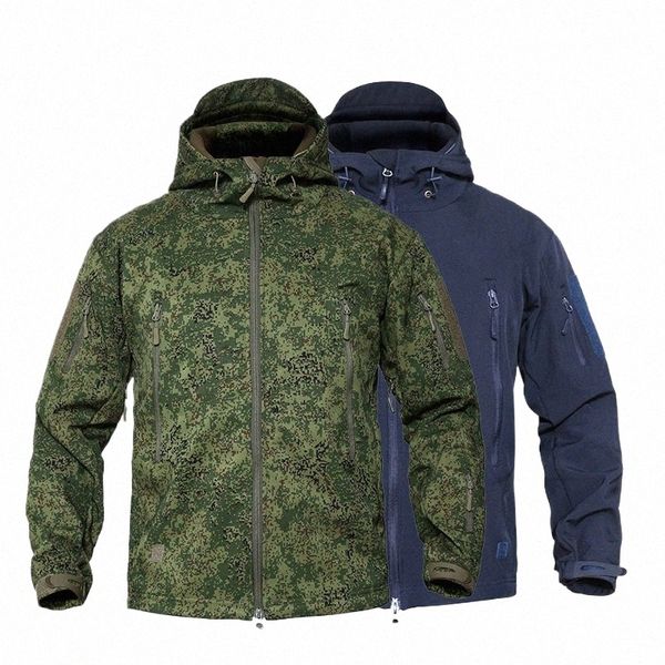 Männer Military Camoue Fleece Taktische Jacke Herren Wasserdichte Softshell Windjacke Winter Armee Mit Kapuze Mantel Jagd Kleidung b0aI #