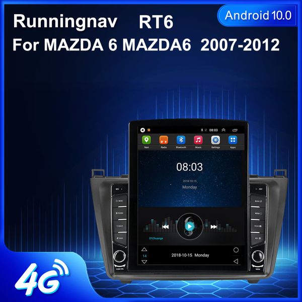 9,7-дюймовый новый Android для Mazda 6 Ruiyi Ultra 2008-2012 Tesla Type Автомобильный DVD-радио Мультимедийный видеоплеер Навигация GPS RDS Без DVD CarPlay Android Автоматическое управление рулевым колесом