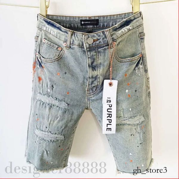 Lila Jeans, kurze Herren-Shorts, Designer-Ksubi-Jeans, gerade Löcher, lässig, Sommer, Nachtclub, blaue Damen-Shorts, Stil Luxus-Patch, gleicher Stil, lila Markenjeans 642