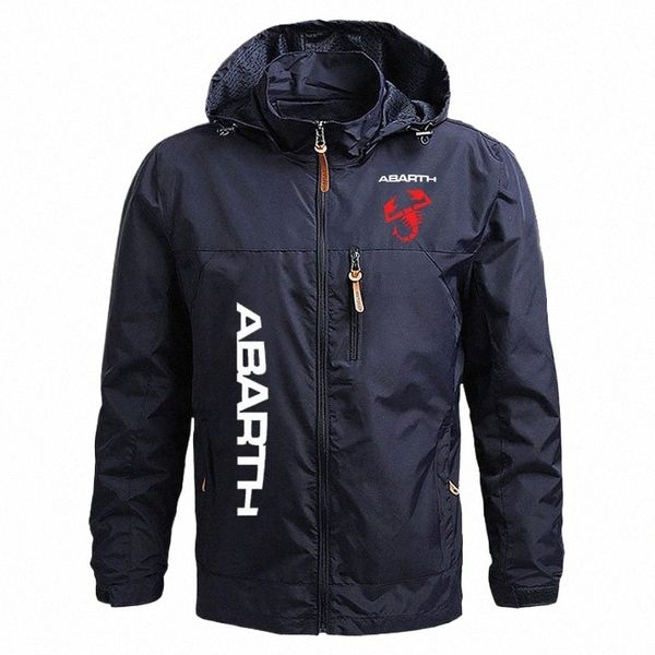 Frühling Herbst einfarbig Reißverschluss Militär Herrenjacke Abarth Logo hochwertige winddichte Mantel Harajuku Herren Kapuzenjacke c2kC #