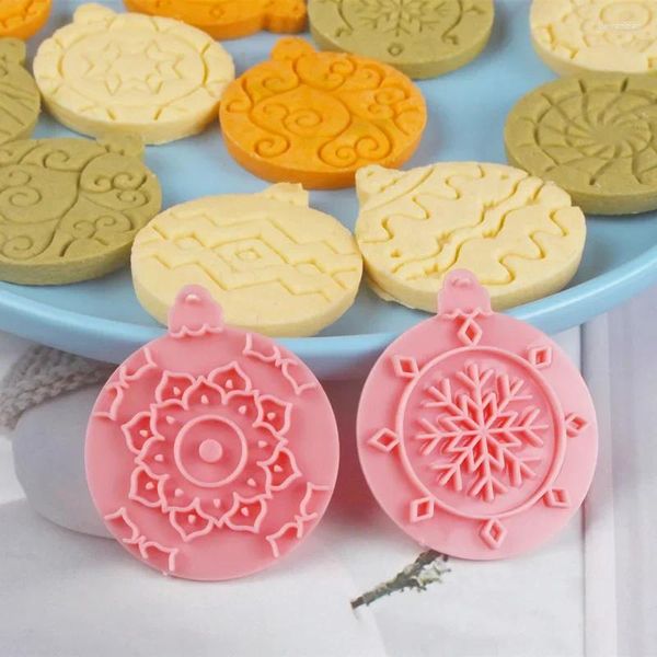 Moldes de cozimento Natal Cor Bola Manteiga Cookie Mold 3D Press Home Set Stamp Grinding Tool