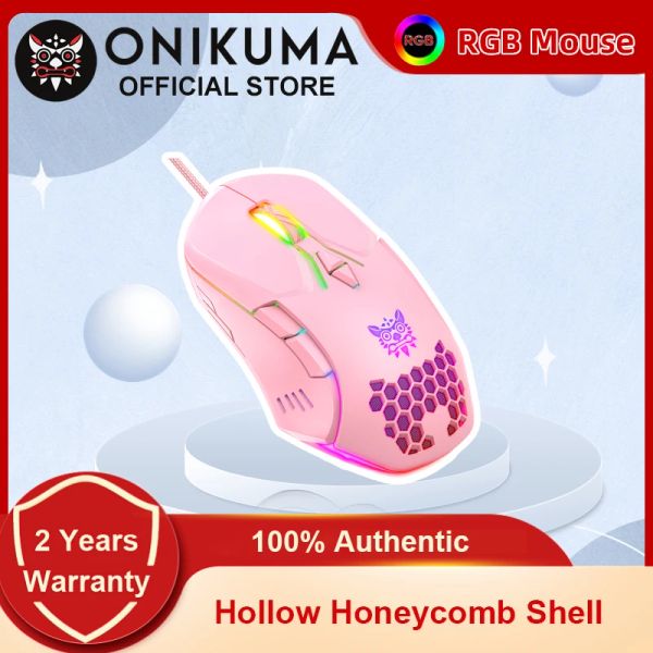 Fareler Onikuma CW902 Kablolu Oyun Faresi Ayarlanabilir 6400 DPI RGB arkadan aydınlatmalı oyun fareleri Hollow Petek Kabuk Işık Tasarımı