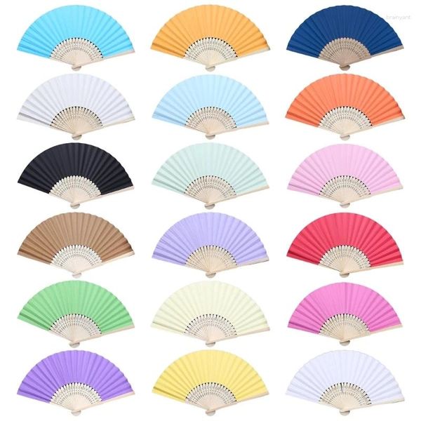 Dekorative Figuren Handheld Fan Blank DIY Papier Falten Fans Malerei für Hochzeit Dekoration Bambus Hand Handwerk