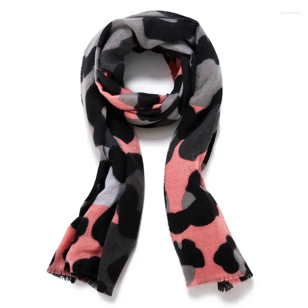 Lenços AEBMNHD Mulheres Coloridas Leopardo Impressão Moda Mens Quente Poliéster Pescoço Cachecol Outono Inverno Longo Poncho Roubou Xaile Wraps