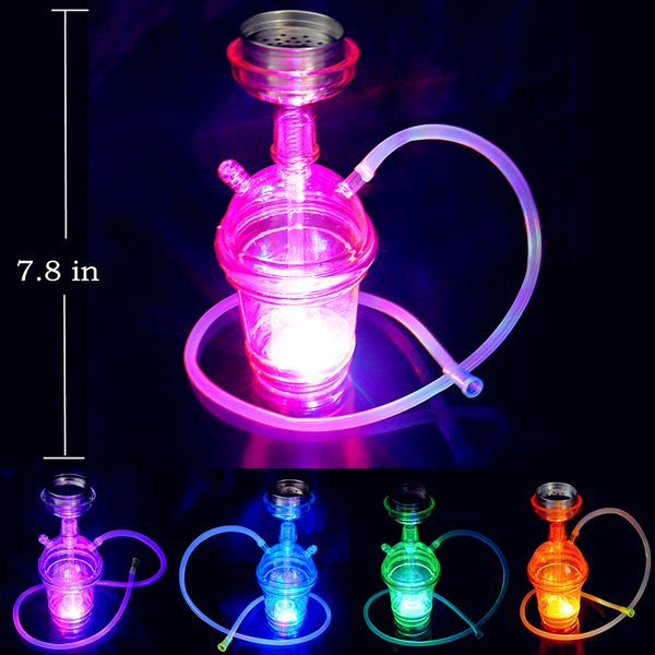 Nova Moda Colorido LED Luminoso Copo Bong 20 CM Hookahs Bubbler Tubo de Água Fumar Bongs Acessório Frete Grátis