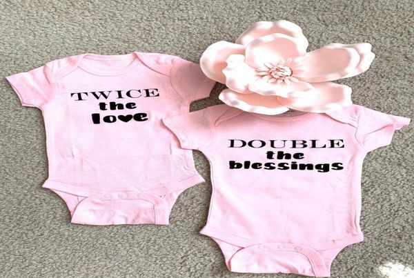 Twin Boys Girls Outfit Twins Idee regalo per bambini Born Shower Summer Tute a maniche corte Casual Ropa Rompers1165529