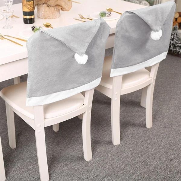 Decorazione per feste 4 pezzi Coprisedie natalizie Decor Cappello di Babbo Natale Fiocco di neve Berretto natalizio Set di fodere per sala da pranzo