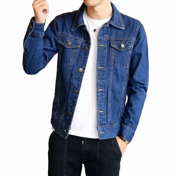 Giacca di jeans da uomo Azzurro Maschio Jean Cappotti Biker Moto Slim Fit Cowboy Prezzo economico Abbigliamento firmato alla moda nel più basso G 309X #