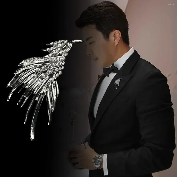 Broschen Herren Mode Kristall Tier Hawk Brosche Pin Metall Luxus Vogel Abzeichen Herren Revers Corsage Hemd Kragen Anzug Zubehör