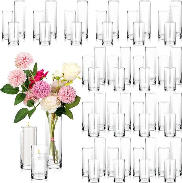 Vazolar Cam Silindir Vazo 5 6 8 inç boyunda temiz çiçek seti düğün centerpieces dekorasyonlar (36 adet)