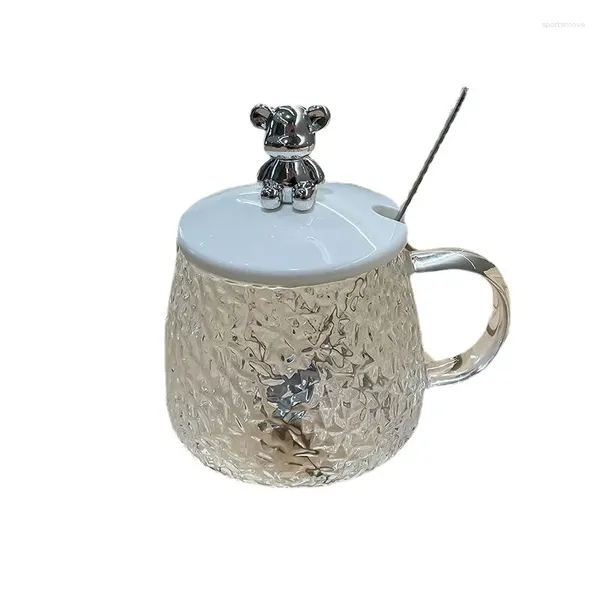 Tazze con coperchio a cucchiaio Tazza di vetro Bicchieri Uso domestico Articoli per il tè Caffè Caffè termico Boccale di birra Bellissime tazze da tè Regalo personalizzato