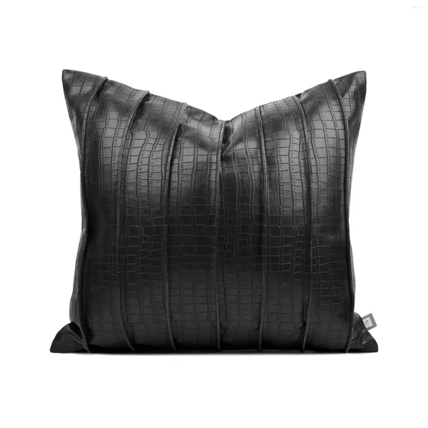 Kissen Moderner schwarzer Lederbezug für Wohnzimmer dekorative Wurfkissen Home Decor Sofa S