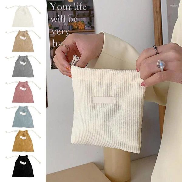Sacos de armazenamento Corduroy Cosmetic Batom Bag Cordão Pacote de Presente de Natal Pequena Bolsa Organizador de Doces