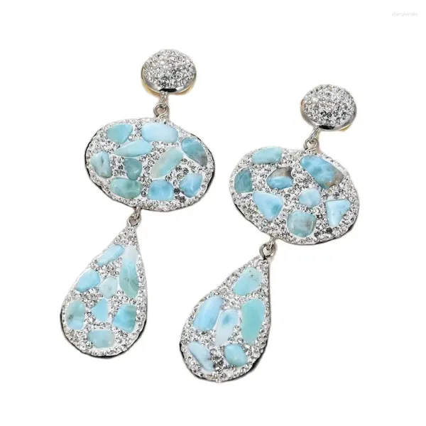 Ohrhänger von GG Jewelry mit natürlichen blauen Larimar-Kristallen für Damen