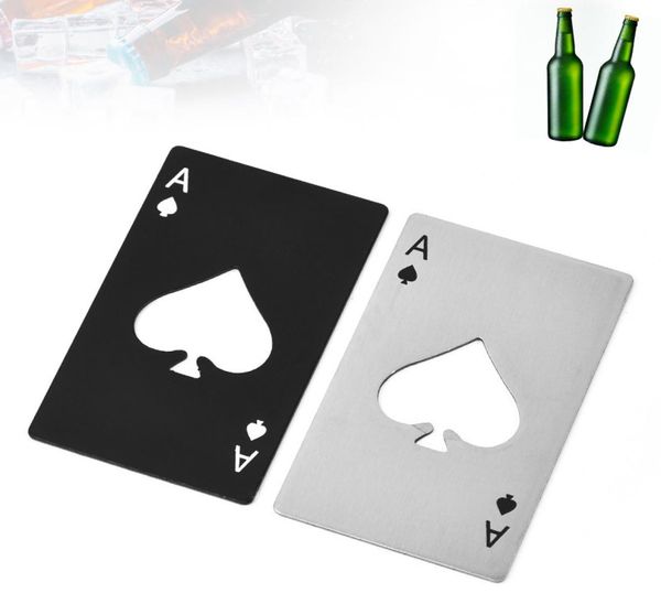 Navio DHL FEDEX 500 pcs Abridor de Aço Inoxidável Jogando Cartão de Poker Ace Em Forma de Coração Soda Cerveja Tampa de Vinho Tinto Pode Abridor de Garrafas Bar3976700