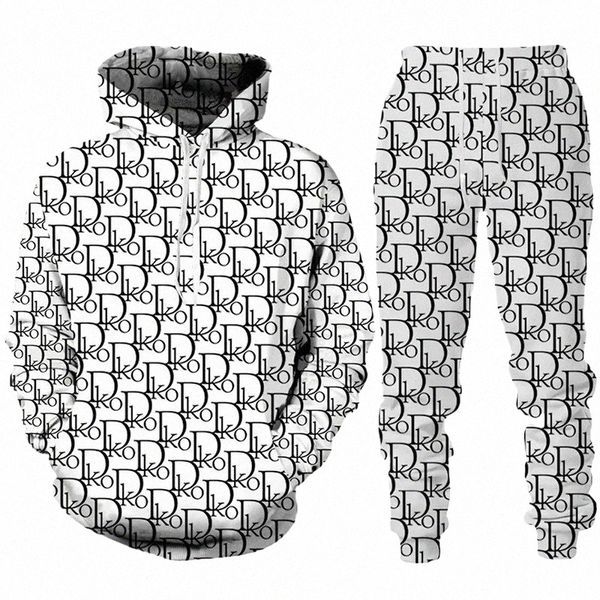Sonbahar Kış Men Trailsuit Suits Man Hoodie Sweetpants Set Fi 3D Baskılar Sıradan Perslik Lüks Jogging Giyim Takım O0YF#