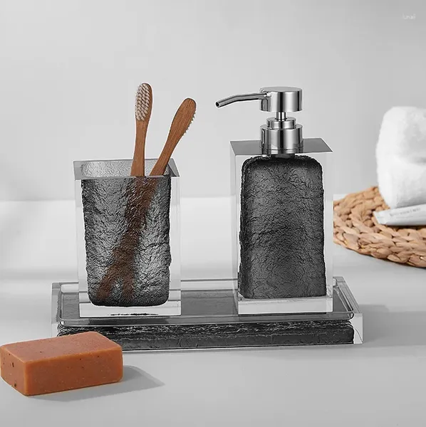Set di accessori per il bagno Dispenser di sapone liquido in resina di fascia alta nordica Vassoio per tazze per denti El Strumenti per il lavaggio del bagno Forniture per articoli da toeletta