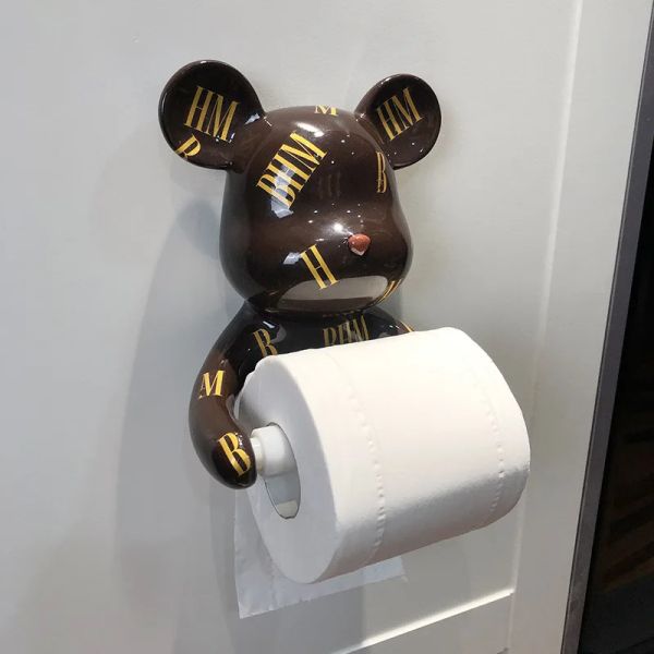 Полотенца творческий свет роскошный насильственный медвежье -ролл бумажная трубка кухня ванная комната ванная стена подвеска
