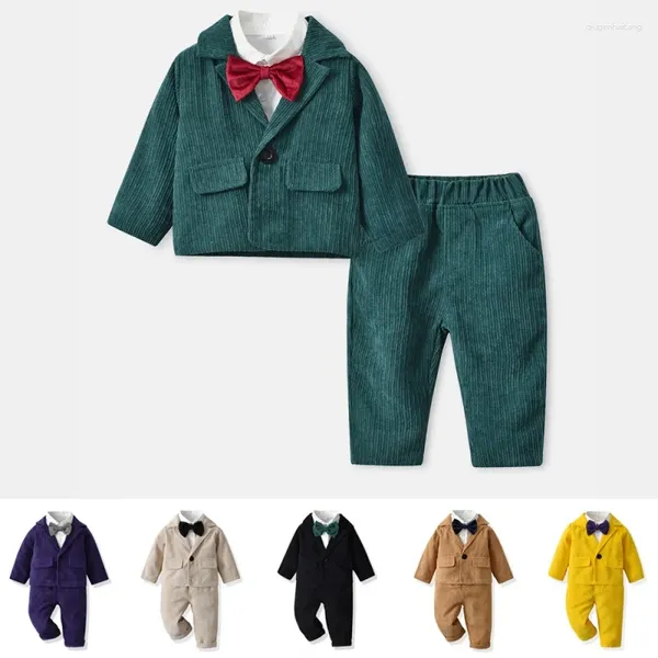 Kleidungssets Herbstanzug Kinder Cord Langarmkleid Revershemd Crawler Dreiteilig