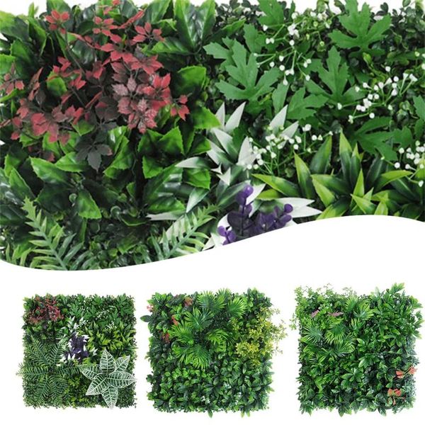 Flores decorativas 50x50cm Planta artificial Painel de parede quadrado Grass verde gramado Plantas DIY decoração de cenário para festa de casamento de loja