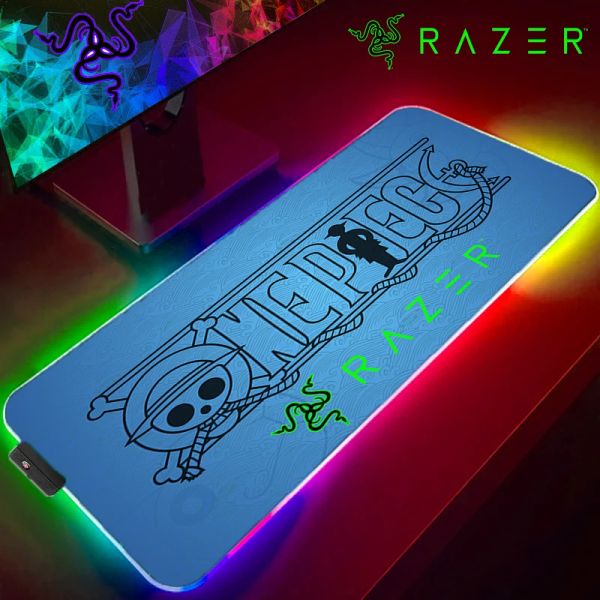 Коврики игровой коврик для мыши RGB Goliathus RAZER One Piece Mokey D. Luffy компьютерный коврик для мыши со светодиодной подсветкой ковер Mause клавиатура XXL аниме крутые коврики для ПК