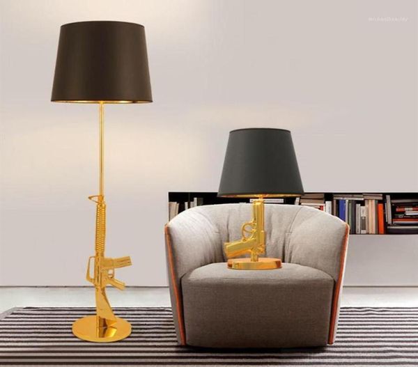 Современная винтажная настольная лампа с пистолетом, гальванический дизайн, стол, золотой, серебряный металлический декор для гостиной, чтения, спальни, прикроватная тумбочка17738063
