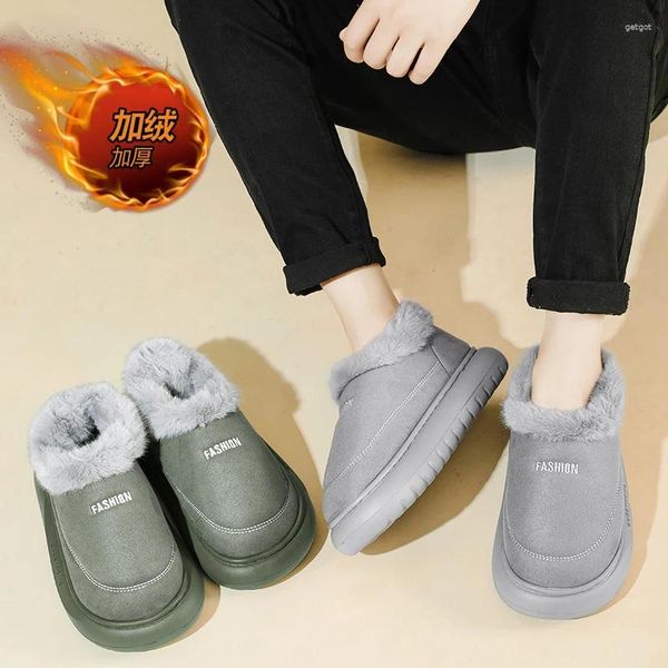Sapatos casuais de pele sintética botas de neve impermeáveis para homens 2024 ao ar livre manter quente inverno plataforma de pelúcia tornozelo algodão padden