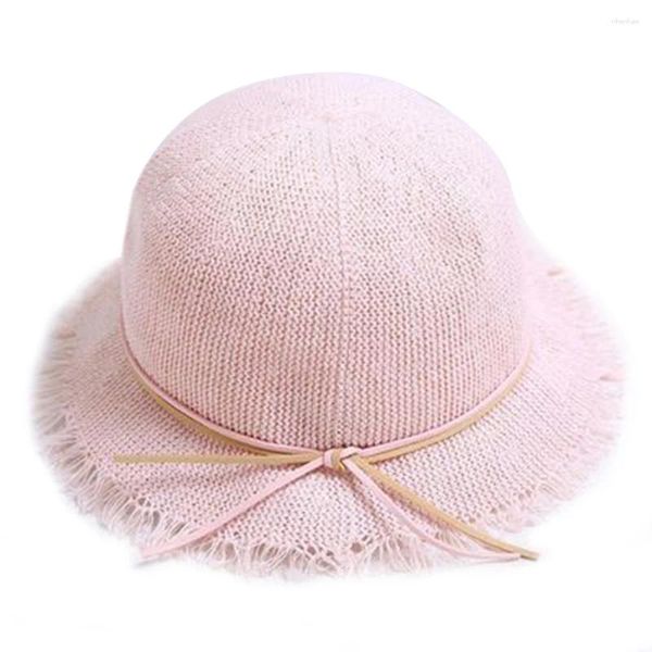 Berretti Genitore-bambino Cappelli di Paglia Cupola Top Tesa Grande Estate Protezione UV Outdoor Casual Nastri Cappello da Spiaggia Berretto Trilby Harajuku