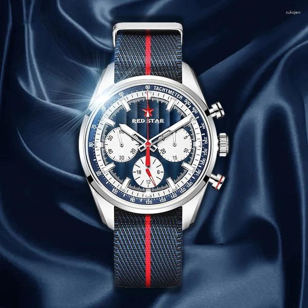 Armbanduhren Red Star 3-Augen 1963 Mechanischer Chronograph ST1903 Handaufzugswerk Super leuchtende Uhr für Männer Saphirglas Wasserdicht