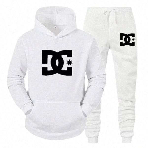 DC stampato nuovo maglione autunno/inverno da uomo colletto rialzato maglione con cappuccio giacca e pantaloni casual set a due pezzi b1rJ #