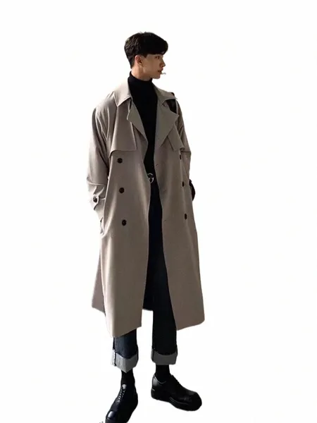 Trench coat marca nova primavera trench coreano masculino fi casaco masculino lg blusão streetwear masculino casaco exterior roupas g41u #