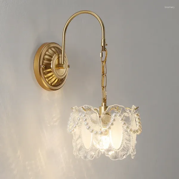 Duvar lambası Lüks Vintage Modern Cam Sconce Ev Dekoru Yatak Odası Tasarlanmış Işık Banyo Aydınlatma Oturma Odası Sconces
