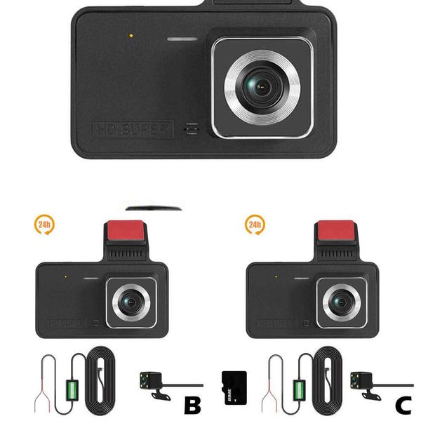 Aggiornamento Dash Cam 24H Telecamere DVR per auto Videoregistratore 1080P Veicolo Doppia lente Scatola nera Dashcam Videocamera Specchio Registratore di guida 4 pollici