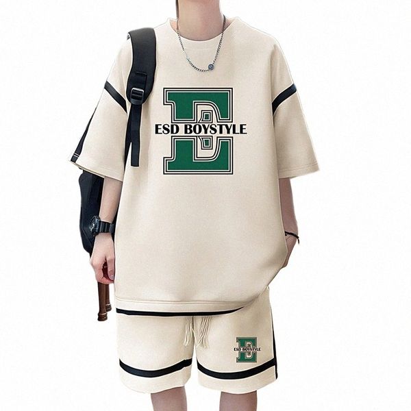 yaz erkek eşofman seti Korean rahat spor takım elbise nefes alabilen tişörtler şort 2 adet set cadde erkek giyim yeni s-6xl 06co#